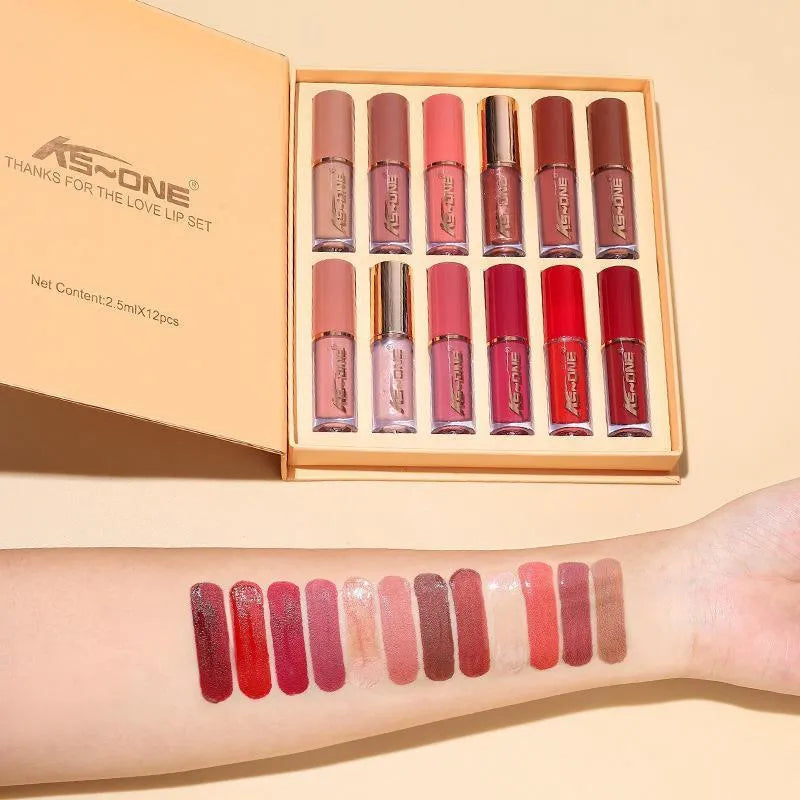 12 Color Liquid Lipstick Set Cool Undertone 200g