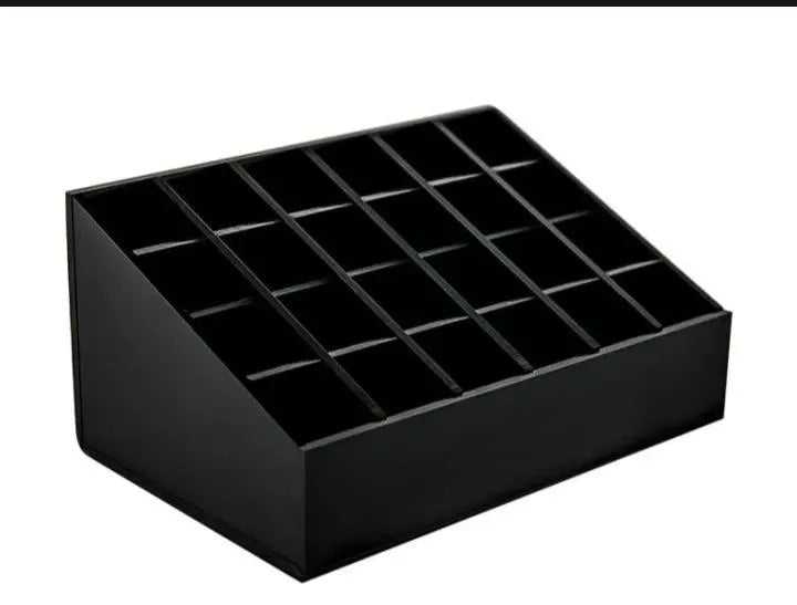 Black ABS Plastic 16-Compartment Makeup Organizer