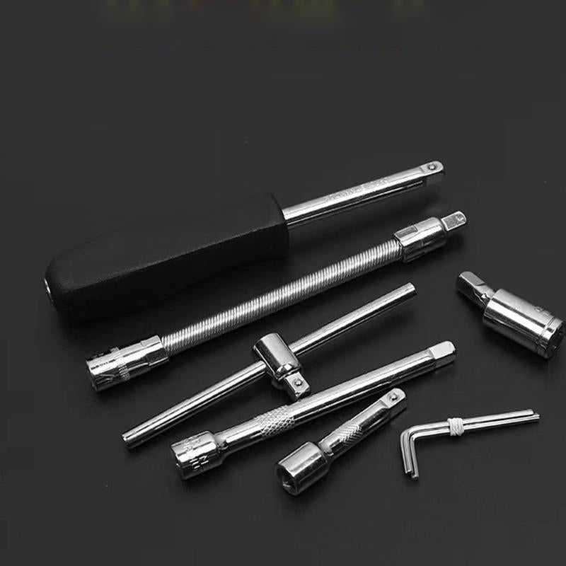 46-Piece Socket Wrench Tool Set Stainless Steel Red Case