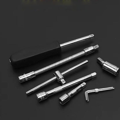 46-Piece Socket Wrench Tool Set Stainless Steel Red Case