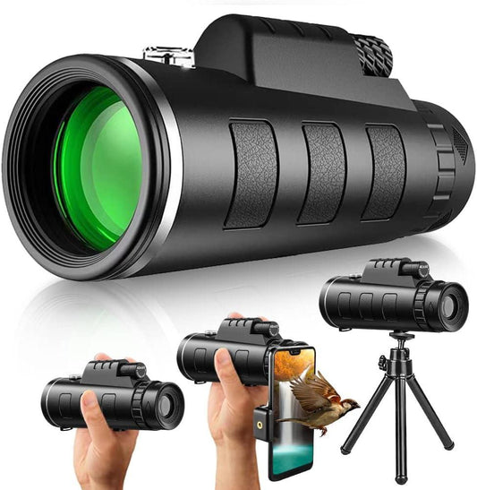 Stylish Black Monocular for Birdwatching & Hiking