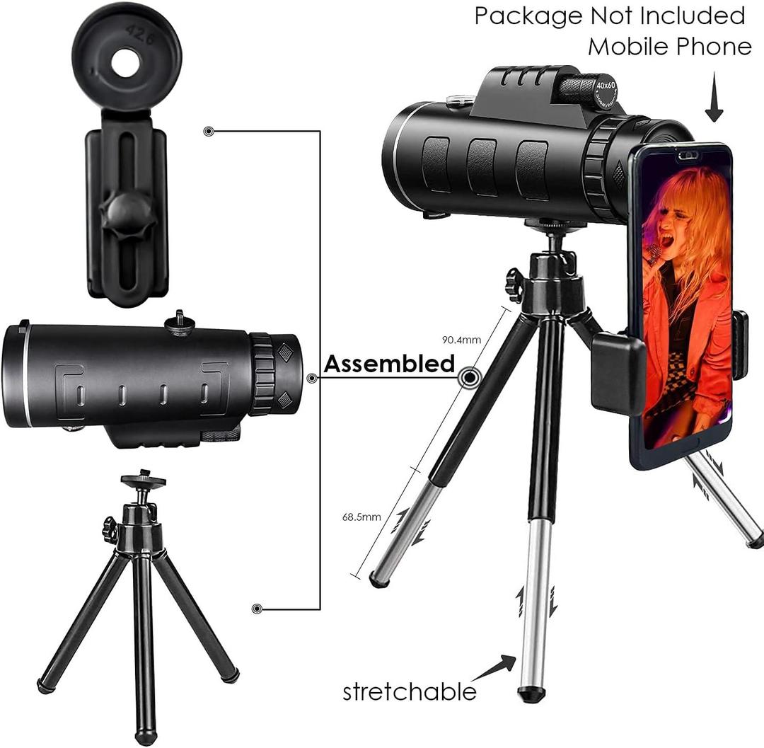 Stylish Black Monocular for Birdwatching & Hiking