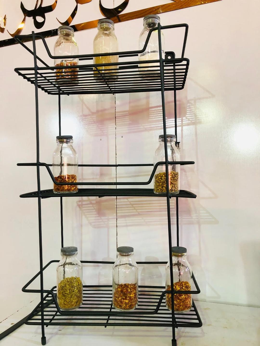 Black 3-Tier Metal Spice Rack for Kitchen