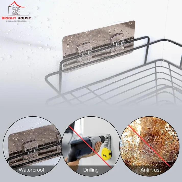 Corner Bathroom Shelf Organizer Black Metal Storage