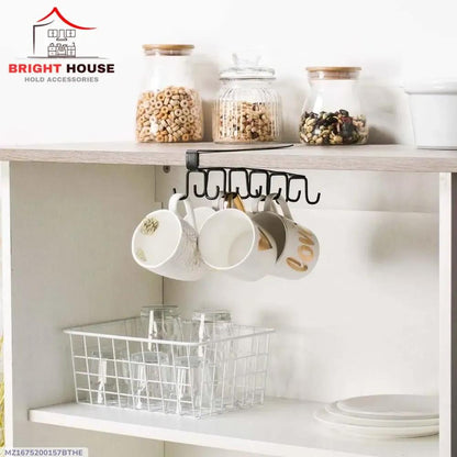 Black Metal Mug Hanger for Kitchen Bathroom Space Saving