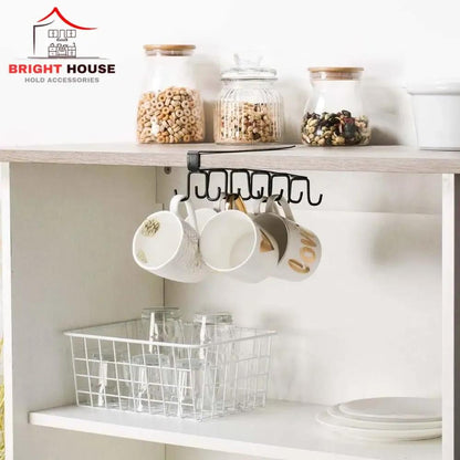 Black Metal Mug Hanger for Kitchen Bathroom Space Saving