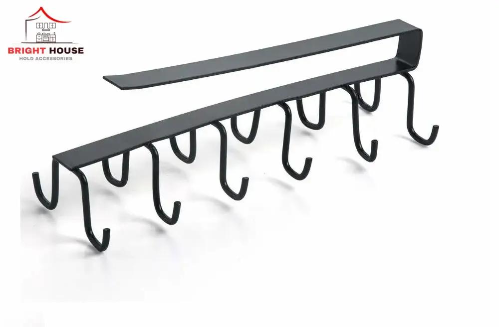 Black Metal Mug Hanger for Kitchen Bathroom Space Saving