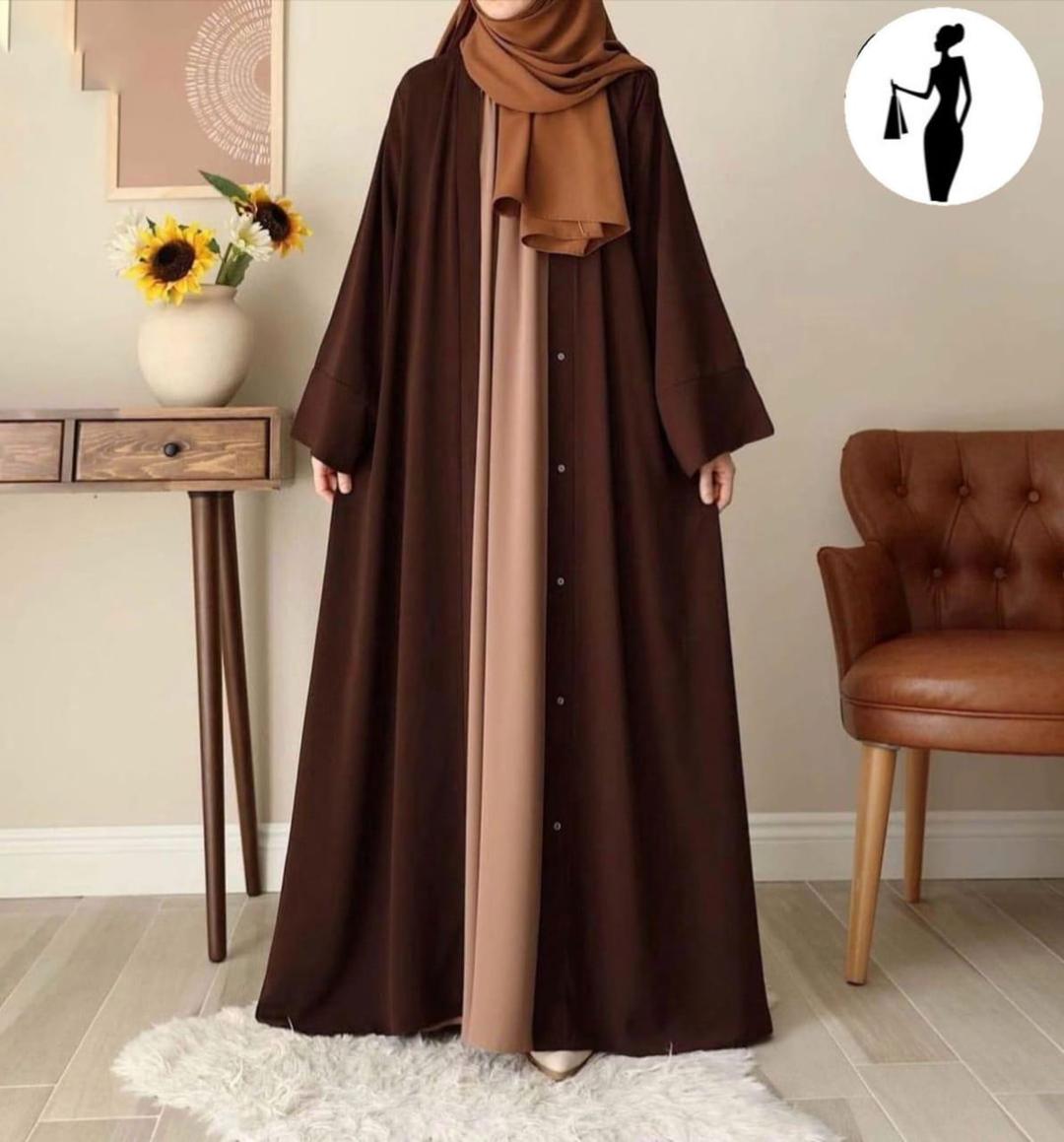Brown Georgette Full Abaya with Stoller for Women