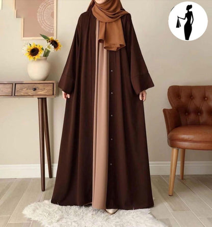 Brown Georgette Full Abaya with Stoller for Women
