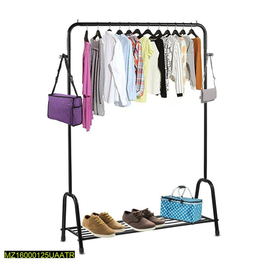 Black Metal 3-in-1 Rack for Clothes, Shoes, and Bags