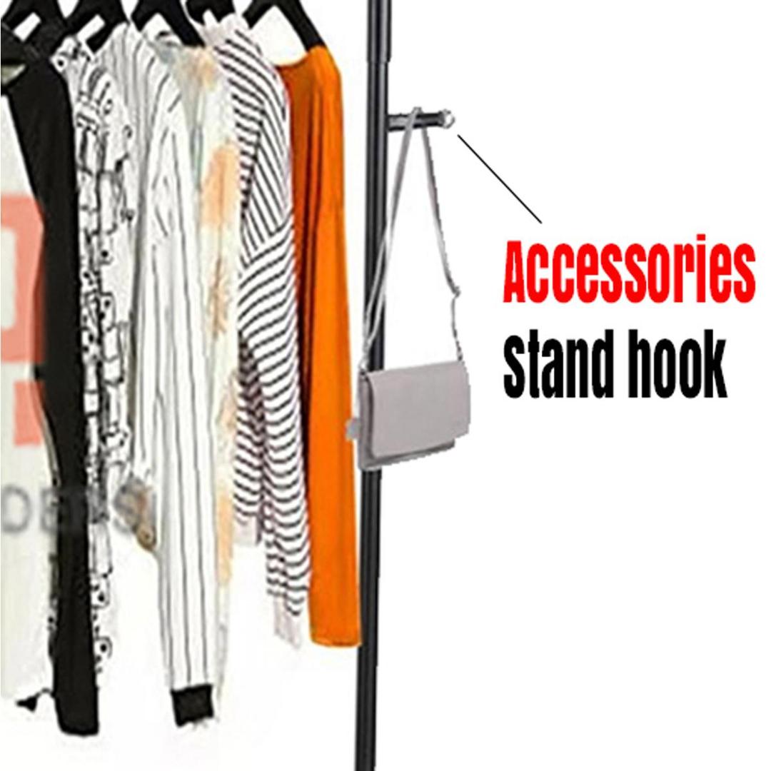 Black Iron Wardrobe Organizer with Wheels & Shoe Rack