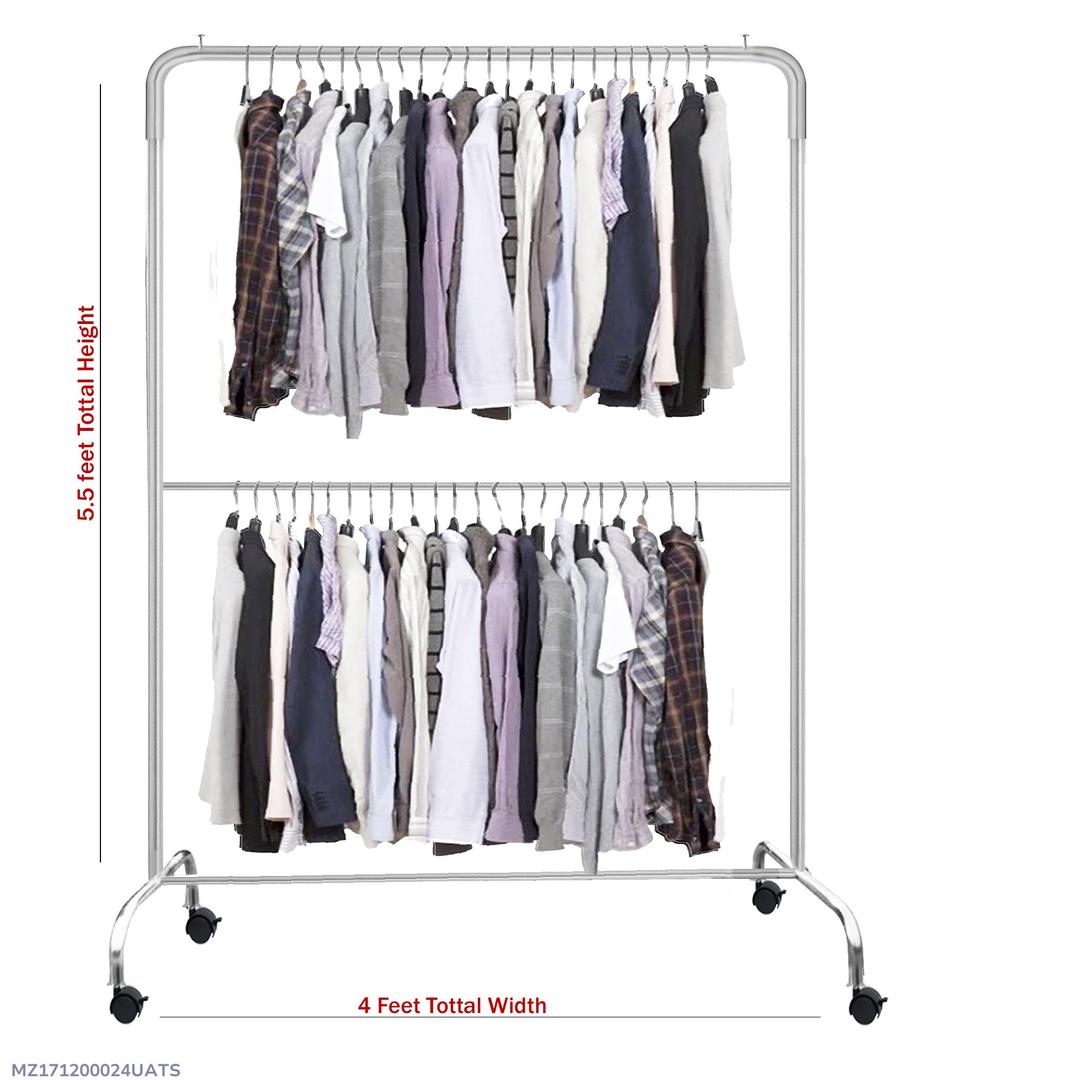 Premium Quality Wardrobe Organizer Silver Iron Double Tier