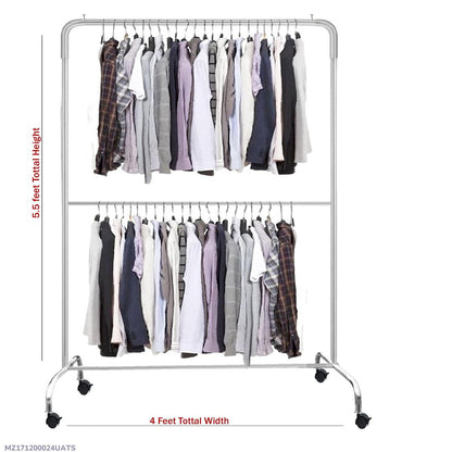 Premium Quality Wardrobe Organizer Silver Iron Double Tier