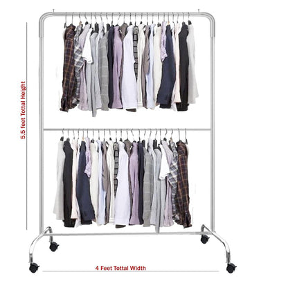 Premium Quality Wardrobe Organizer Silver Iron Double Tier