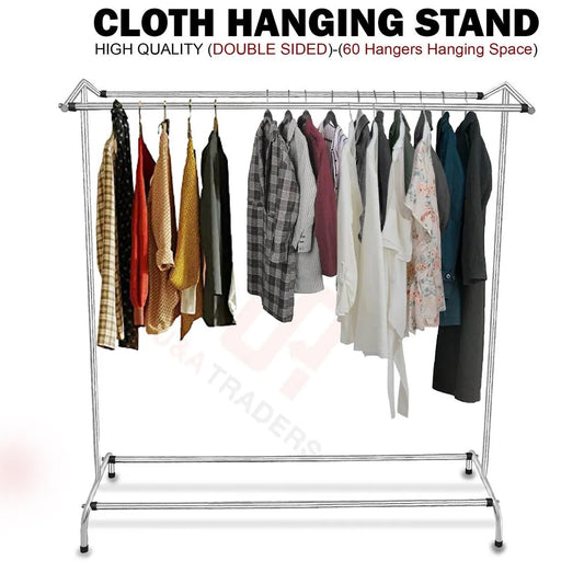 Double Sided Iron Laundry Stand Silver 60 Hangers