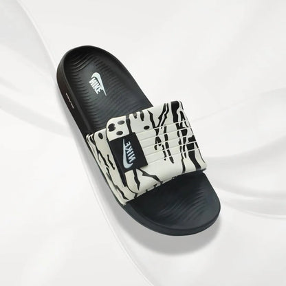 Nike Logo Slide Slippers Black White Patterned