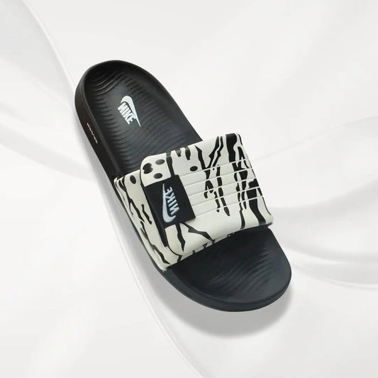 Nike Logo Slide Slippers Black White Patterned