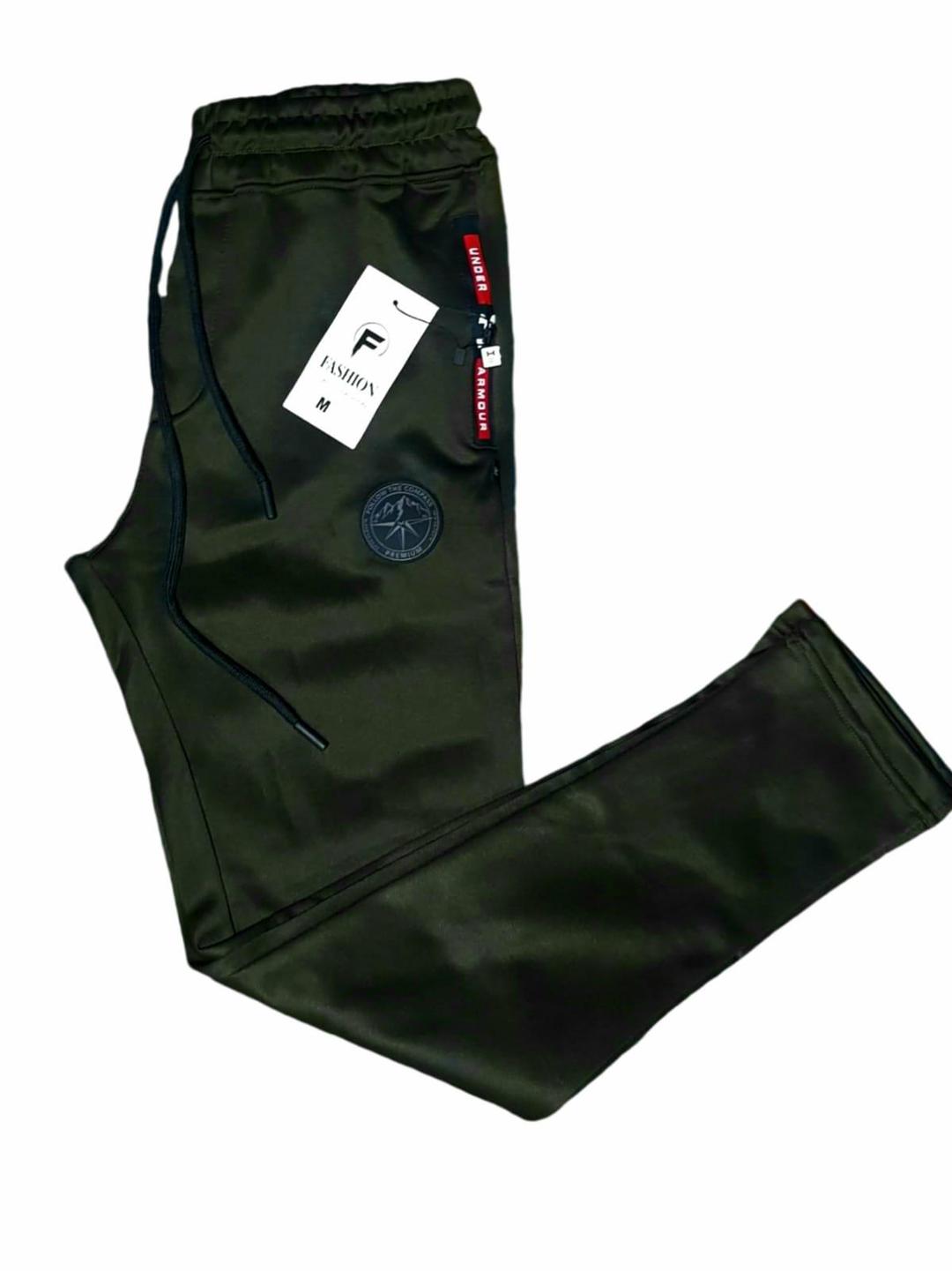 Men's Plain Green Polyester Trouser Medium to XL