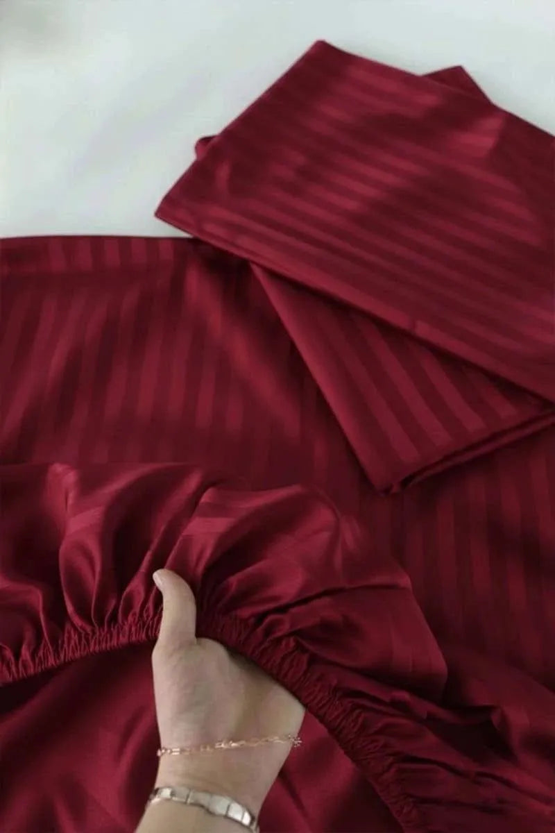 Red Micro Cotton Double Bed Sheet Set 3 Pcs