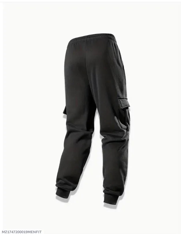 Men Black Fleece Cargo Trouser Medium to XL