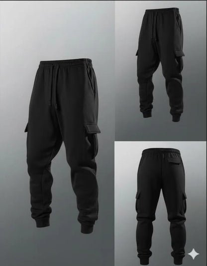 Men Black Fleece Cargo Trouser Medium to XL