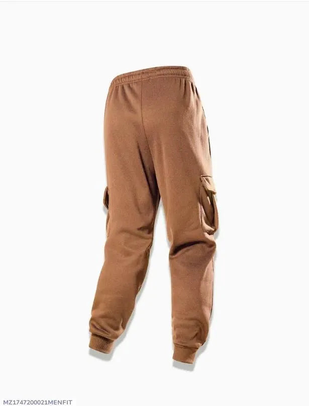 Men Brown Fleece Cargo Trouser Medium to XL