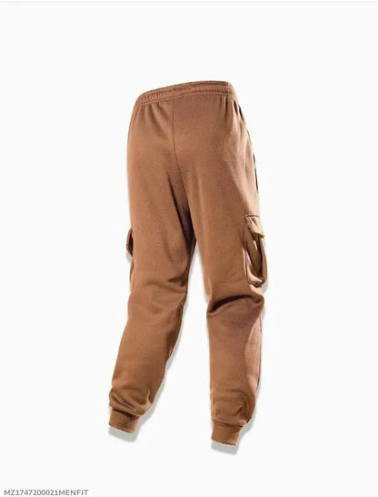 Men Brown Fleece Cargo Trouser Medium to XL
