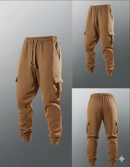 Men Brown Fleece Cargo Trouser Medium to XL
