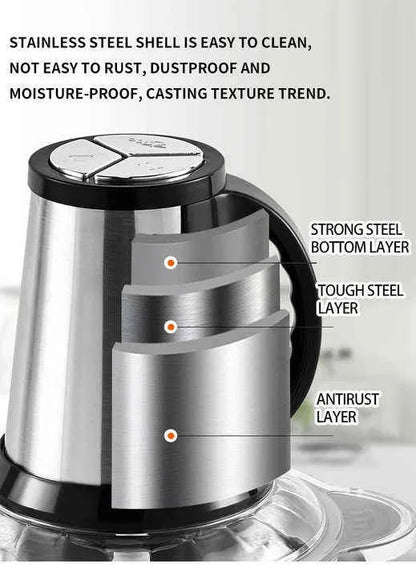 Portable Electric Meat Chopper 3L Stainless Steel