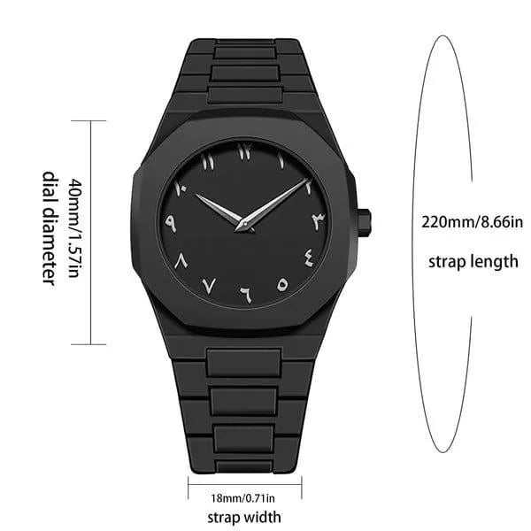 Men Carbon Fiber Watch Black Arabic Aura White Numbers
