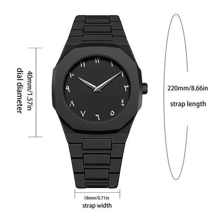 Men Carbon Fiber Watch Black Arabic Aura White Numbers