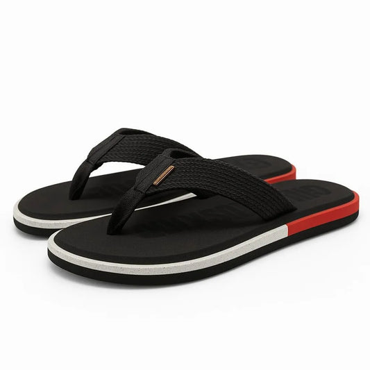 Men's Black Rubber Casual Flip Flops Size 7-11