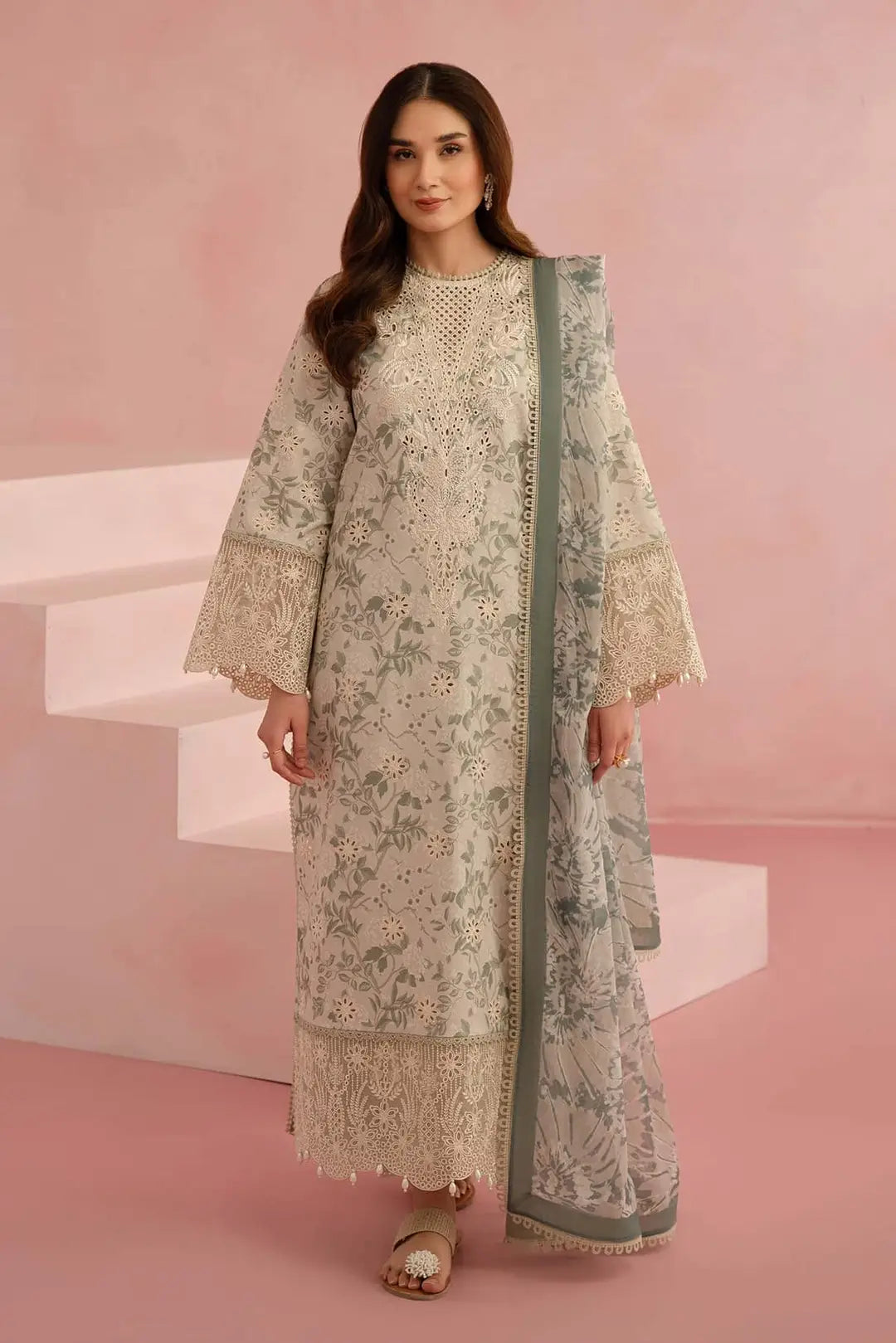 AFROZEH HIT CODE 3 Pcs Unstitched Chikankari Embroidered Suit