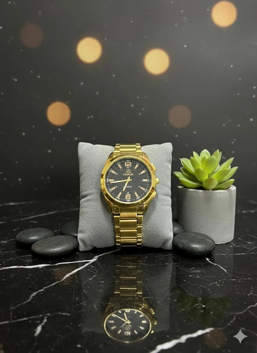 Lexus Men's Gold Quartz Watch with Stainless Steel Strap