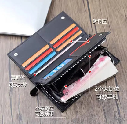 Men PU Leather Wallet 9 Card Slot Multicolor
