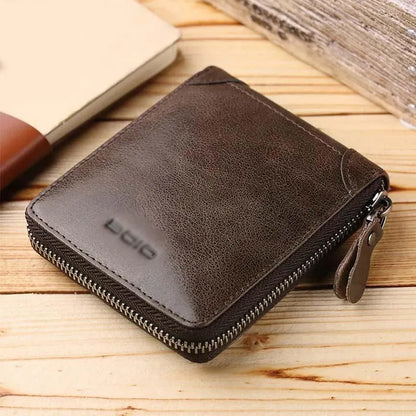 DIDE Premium Leather Wallets Black Brown Zipper Closure