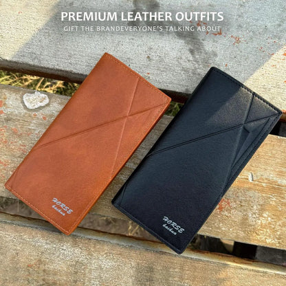 Premium Leather Trifold Wallet Black Brown for Men