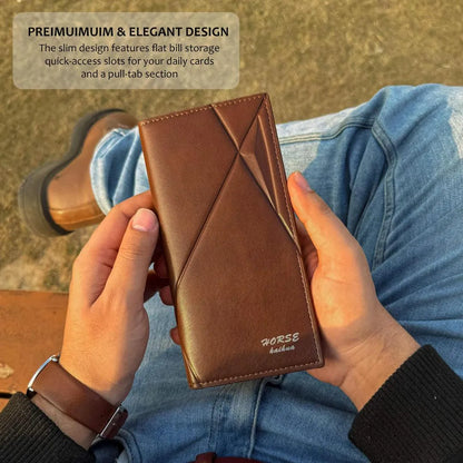 Premium Leather Trifold Wallet Black Brown for Men