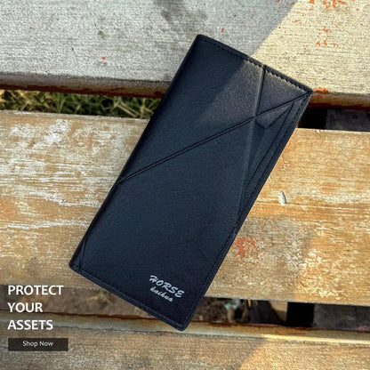 Premium Leather Trifold Wallet Black Brown for Men