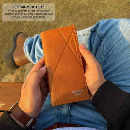 Premium Leather Trifold Wallet Black Brown for Men