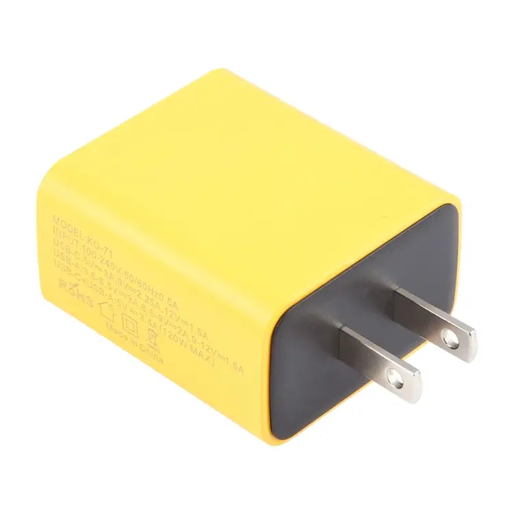 KO-71 120W Dual PD Type-C + Dual QC3.0 USB Multi Ports Charger, Plug:US Plug(Yellow)
