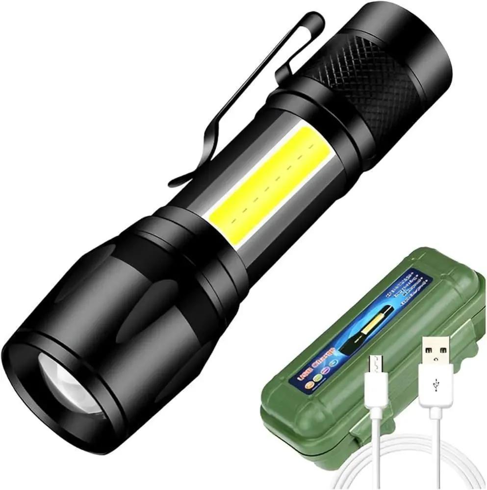 Rechargeable LED Torch Green Metal Pakistan