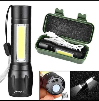 Rechargeable LED Torch Green Metal Pakistan