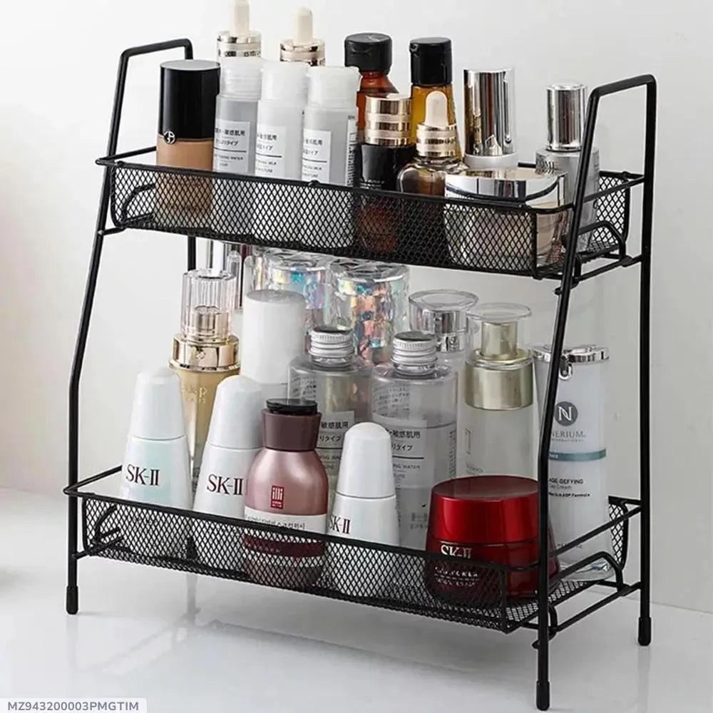 Black Two-Tier Bathroom Storage Rack 38x17x15cm