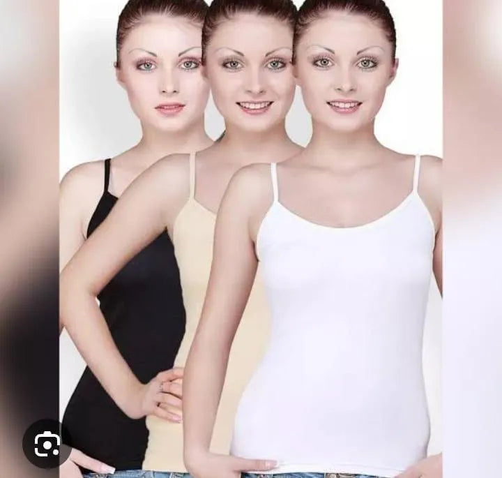 Premium Quality Crepe Camisoles 3 Pcs Black Beige White