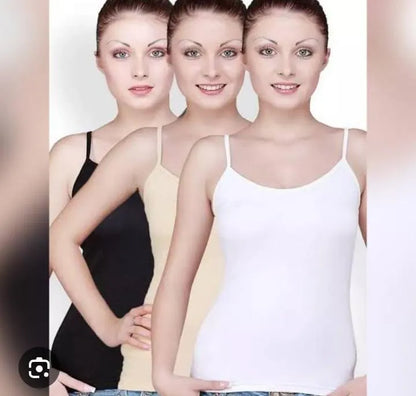 Premium Quality Crepe Camisoles 3 Pcs Black Beige White