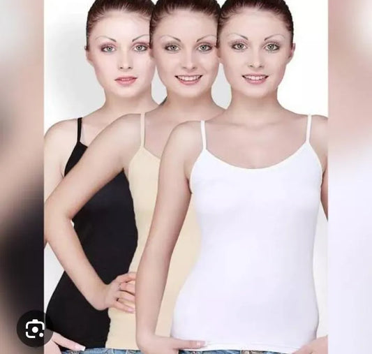 Premium Quality Crepe Camisoles 3 Pcs Black Beige White