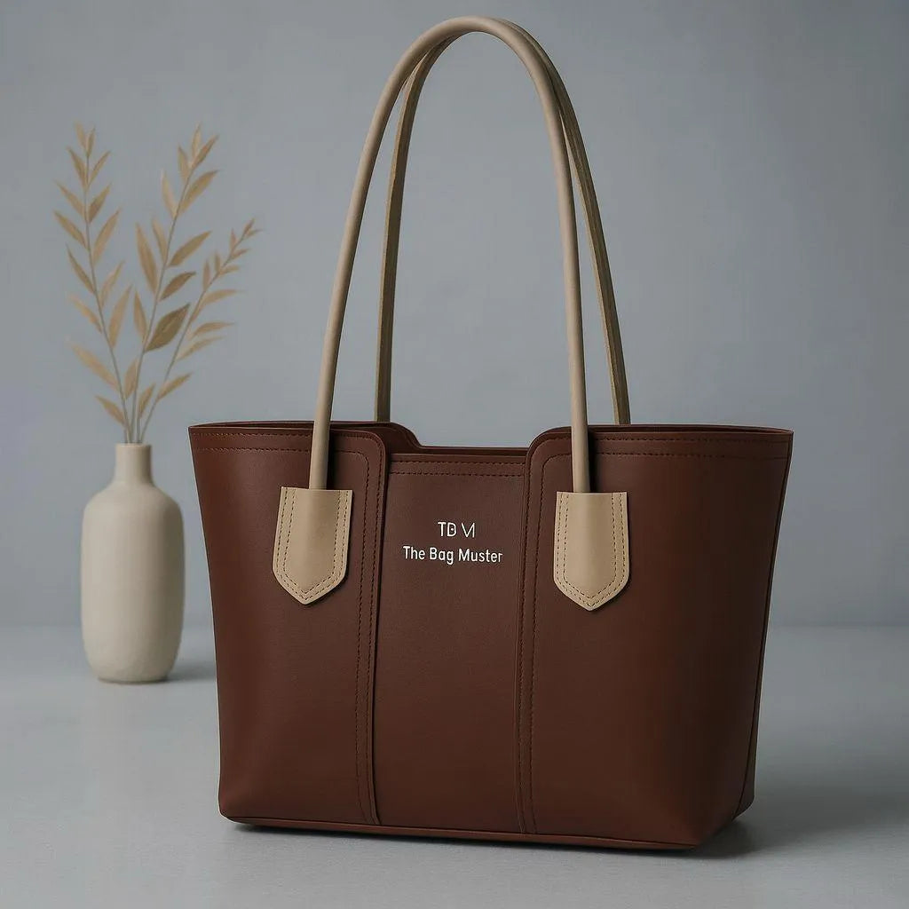 Women's Brown Leather Tote Bag - Durable & Stylish Daily Use
