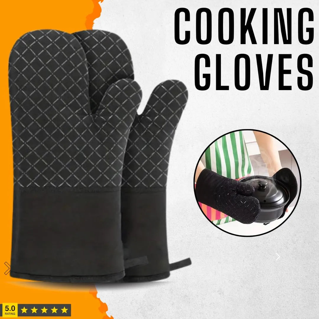 Cooking Gloves Black Diamond Pattern 2-Piece Set