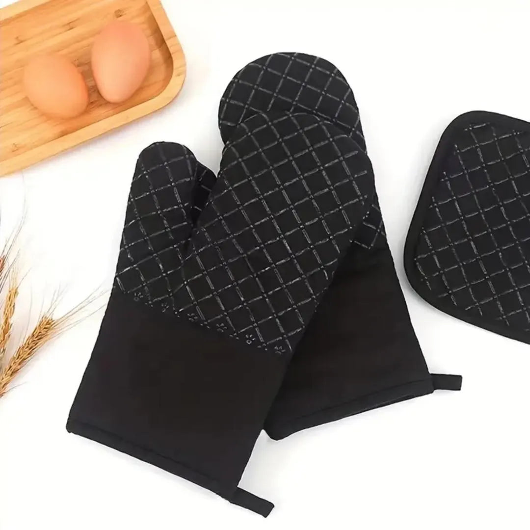Cooking Gloves Black Diamond Pattern 2-Piece Set